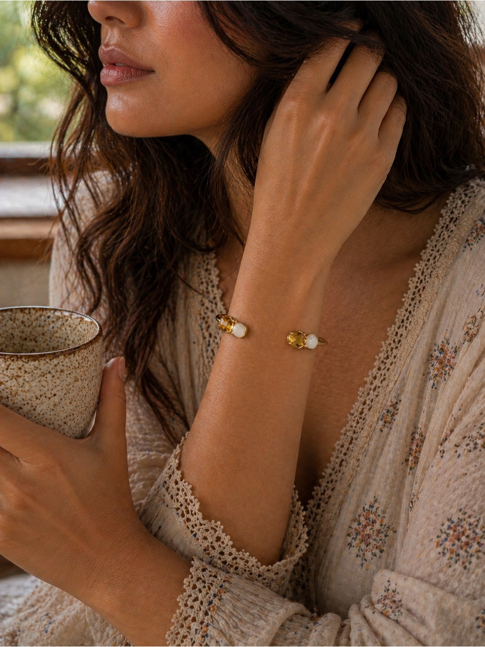 Dainty Matte Gold Open Cuff Bracelet Minimalist